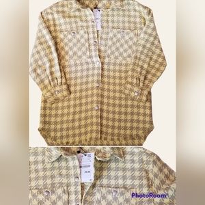 Zara Houndstooth Blazer in Yellow and Cream